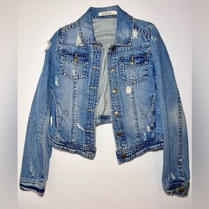Anthropologie Distressed Denim Jacket